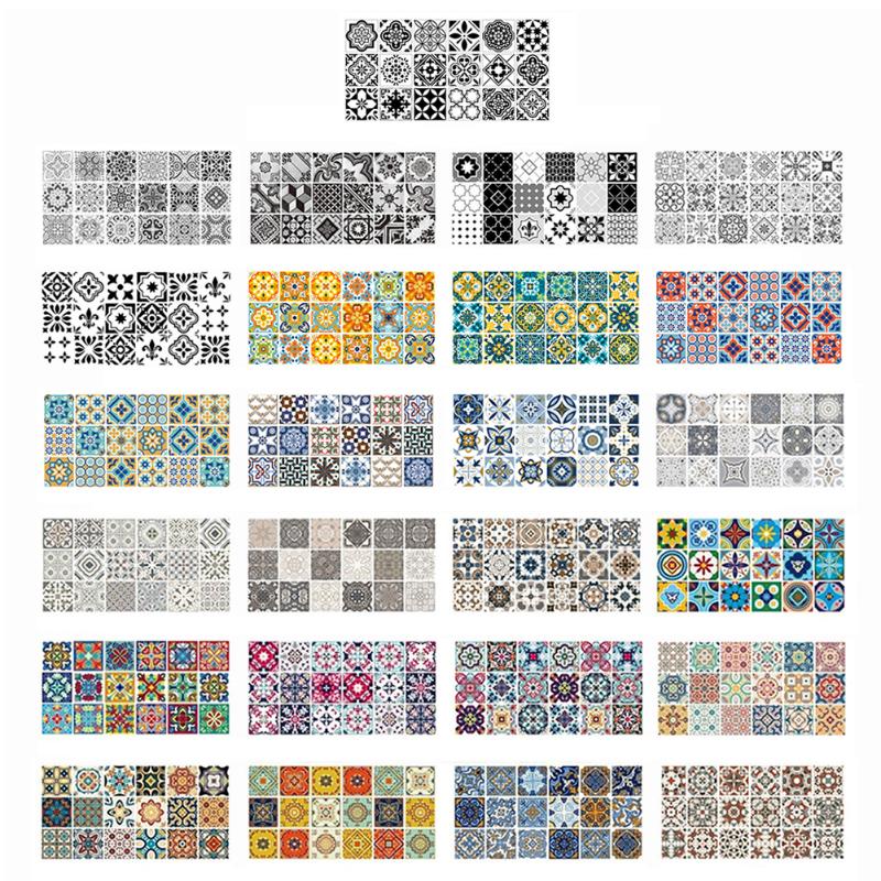 

Mosaic Retro Wall Sticker Floor Sticker Wall Decals Waterproof Tile for Kitchen Bathroom Living Room 100x50cm