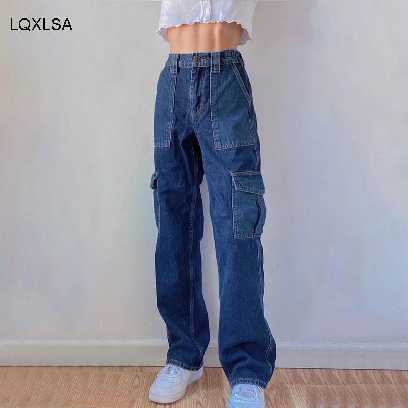 

Patchwork Big Pockets Baggy Jeans Vintage Streetwear High Waisted Y2K Cargo Pants Harajuku Korean Denim Jeans 90s Cuteandpsycho, Blue