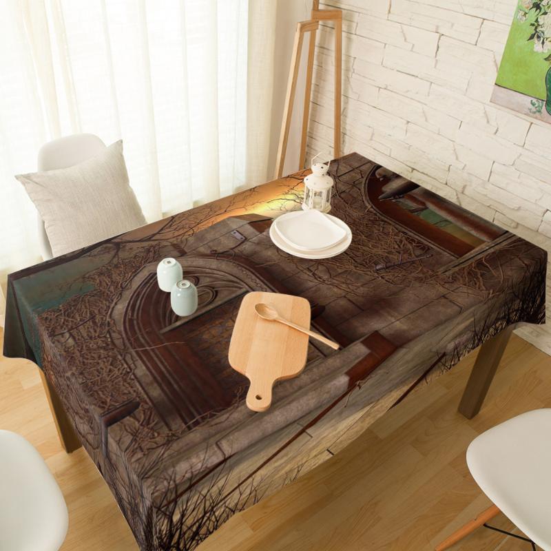 

Vine Magic Walls Windows Retro Tablecloth Linen Cotton Table Cloth Spandex Elastic Dining Chair Slipcover Kitchen Table Cover, As pic