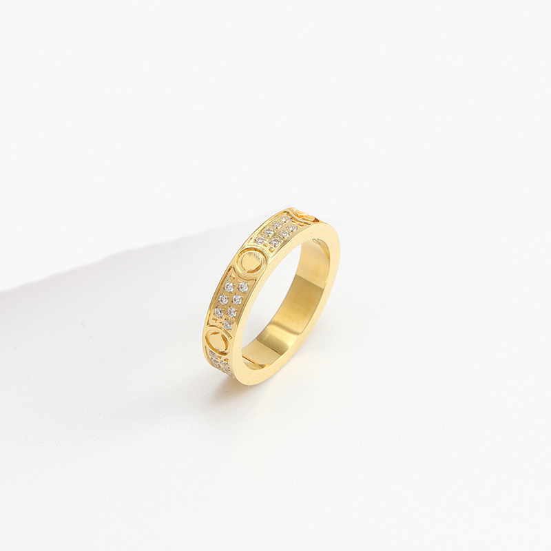 

With Box Fashion Designer Eternity Screw Band Rings Diamond Love Jewelry Rings Couple gj
