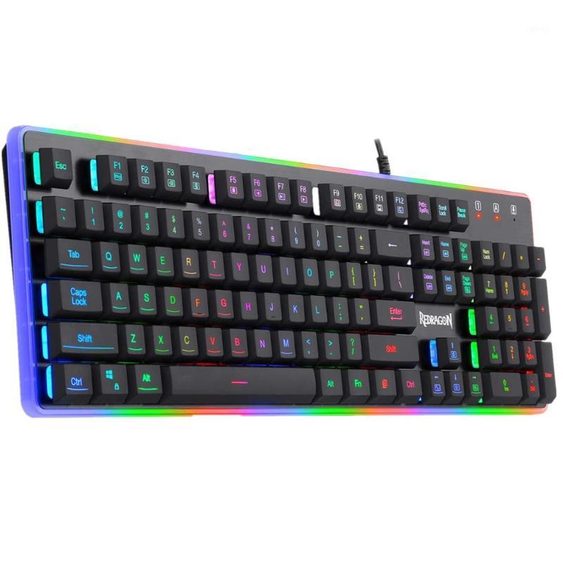 

Rdragon K509-RGB PC Game Keyboard 104 key Quiet low-key mechanical feeling keyboard Windows(with Edge Side Light Illumination)1