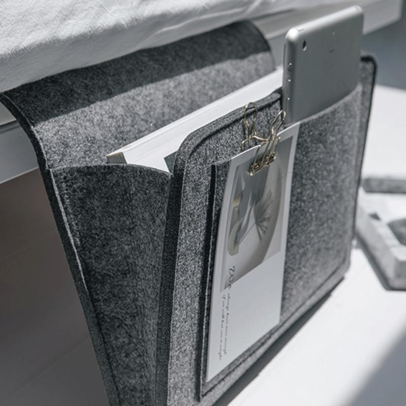 

Felt Multifunction Bedside sofa Hanging holder storage organizer box magazine smart phone remote controll storage bag Pockets