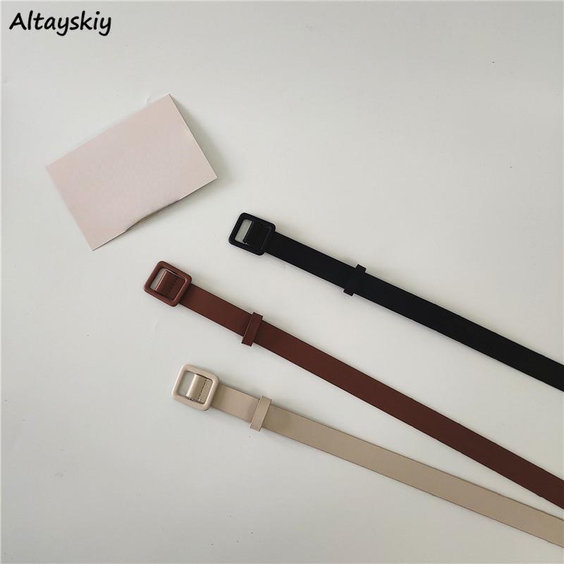 

Belts Casual Women Trendy All-match Korean Style Vintage Female Simple Waistband Student Chic Est Solid Minimalist, Black;brown