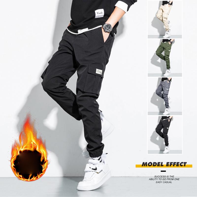 

BAIDAFEI Plus Size 8XL 7XL 6XL Cargo Pants Men Winter Fleece LooseTrendy All-match Safari Style Full Length Trousers Black Khaki