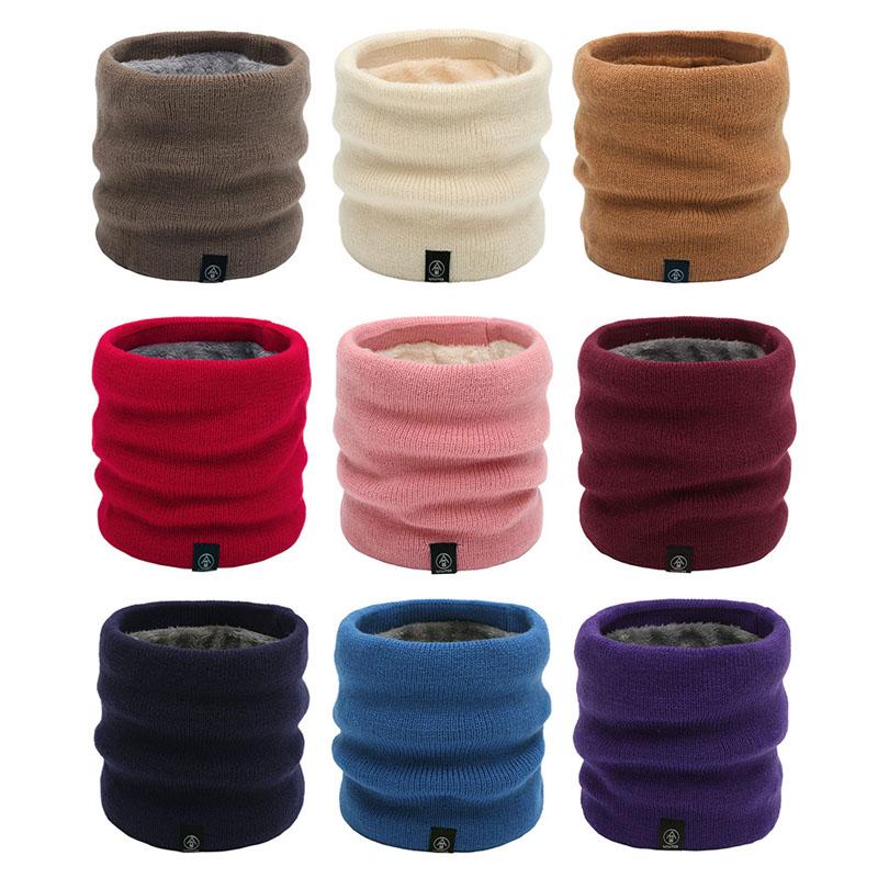 

Q Fashion Neckerchief Winter Scarf For Women Men Children Knitted Scarves Thick Warmer Fleece Inside Winter Snood Scarf