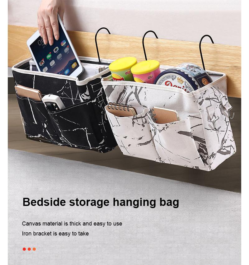 

1PC Bedside Storage Organizer Bed Desk Bag Sofa TV Remote Control Hanging Caddy Couch Storage Organizer Bed Holder Pockets, White