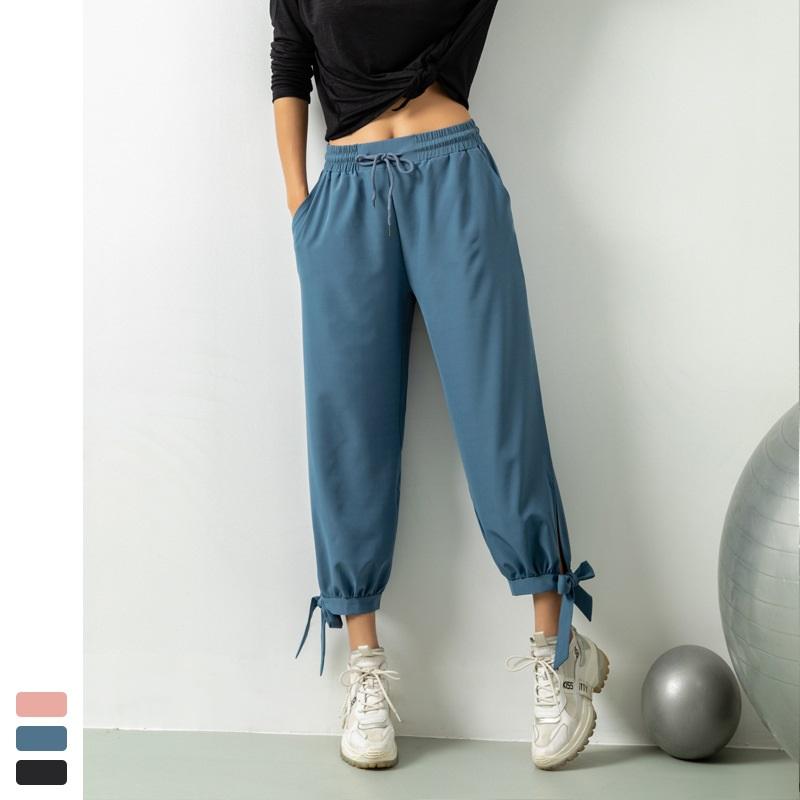 

Woman Loose Sports Pants Solid Color Running Breathable Fitness&Body Building Leggings Cycling Gym Training Athletic Ninth Pants, Black