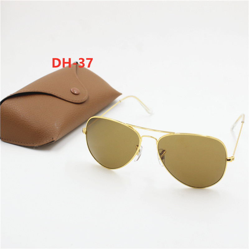 

1pcs High quality fashion retro designer Pilot Sunglasses Gold Frame Brown 62mm glass lens brown box
