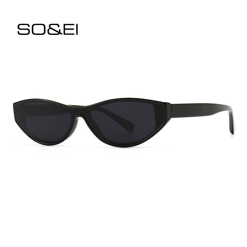 

SO&EI Ins Popular Fashion Small Cat Eye Sunglasses Women Vintage Brand Designer Gray Gradient Sun Glasses Men Trending UV400