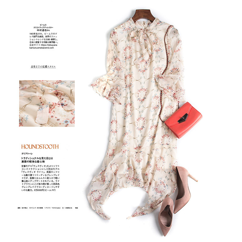 

2020 Stylish Neckline New with Restoring Old Broken Flower Manners Printed 7 Minutes of Sleeve Dress Fl2x, Blue