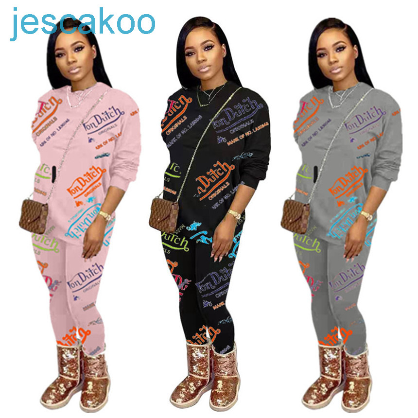 

Women Outfits Letter Printed Tracksuit Hoodies 2 Piece Set Long Sleeve Pullovers Legging Fall Winter Clothes Plus Size Jogger SuitJ123, Gray