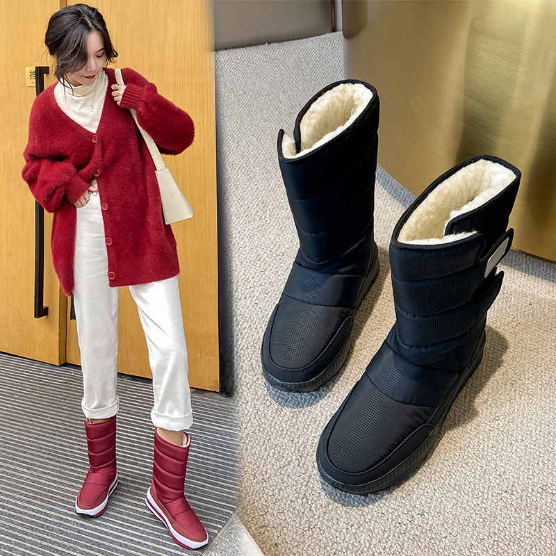 

Women dwaterproof ankle water down flat winter cloth warm platform imitation hair-lined lamb women's boots B6J1, Network