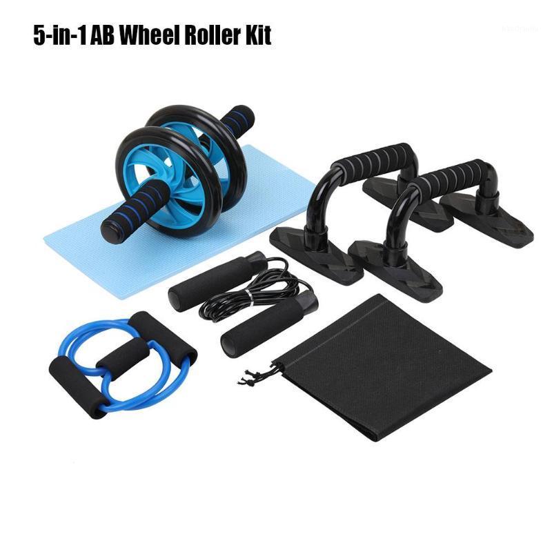 

5-in-1 Muscle Trainer Wheel Roller Kit AB Wheel Abdominal Roller With Push UP Bar Jump Rope Knee Pad Gym Home Fitness Equipment1