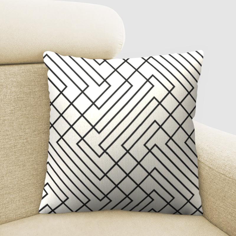 

45*45cm Black and White Pillow Decorative Geometric Line Cushion Covers Pillowcase for Sofa Polyester 45*45 Throw Pillow Covers, Pcgm001010yms