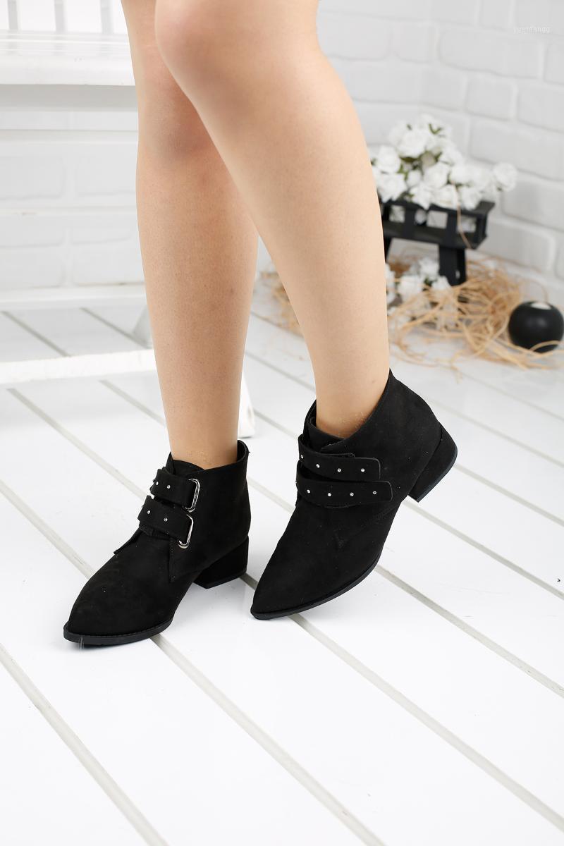 

Ayakland 631-05 Daily 3 Cm Heel Women Suede Boat Shoes1, Black