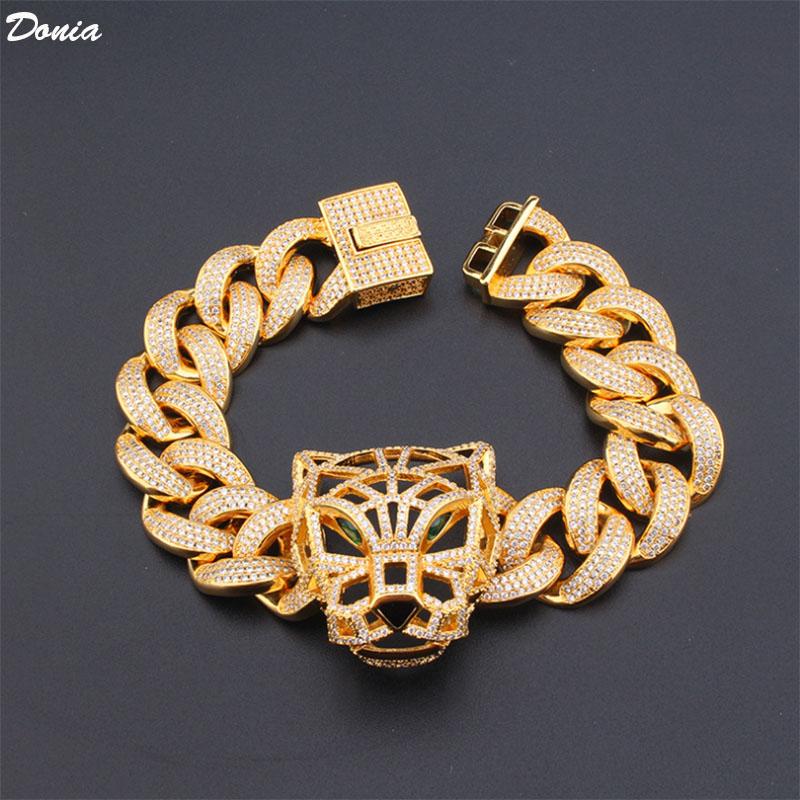 

Donia Jewelry Fashion new personality hip-hop bracelet big leopard hollow inlaid zircon luxury Cuban chain domineering first