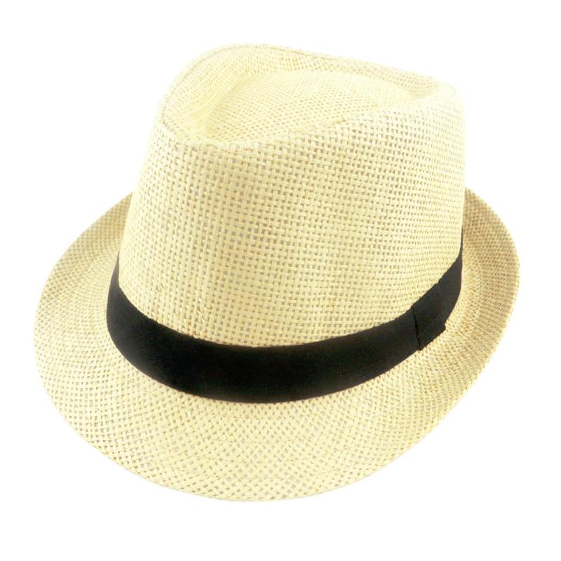 

Summer Hats Solid Straw Hat for Women and man Beach Fedoras Casual Panama Sun Hats Jazz Caps 6 Colors 60cm, White