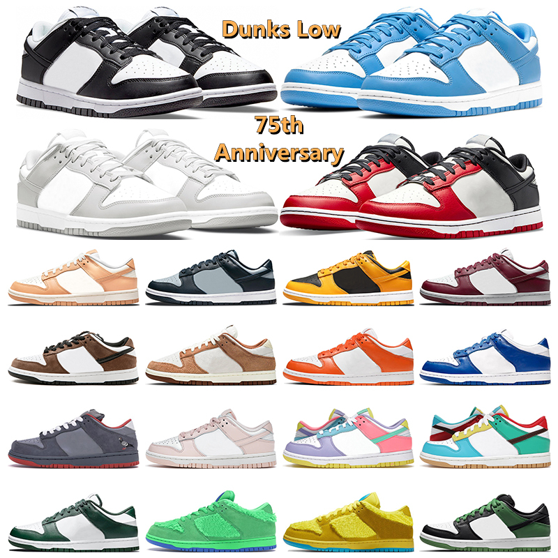 

2022 Low men women dunks running shoes 75th Anniversary Chicago Black White Harvest Moon Georgetown Grey Fog Medium Curry trainers sneakers, #16 chicago