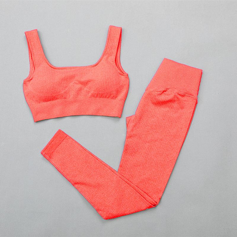 

13 Colors Women Sport Suit Yoga Set Athletic Wear Gym Workout Clothes Fitness Padded Bra+ High Waist Seamless Sport Leggings, Yellow set