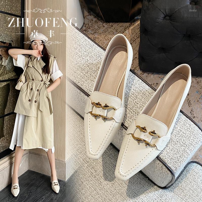 

2020 new metal buckle small square head white high heels women thick and comfortable Joker shoes net red lucky shoes women1