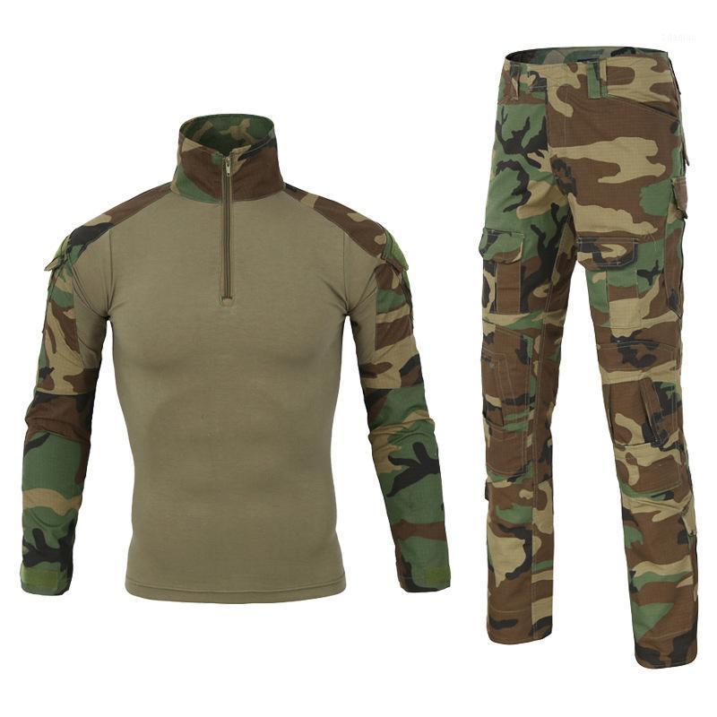 

Camouflage Hunting Clothes Uniform Tactical Frog Set Combat Suit Sniper Shirt + Pants Clothing Men Army Shirts1, Gray