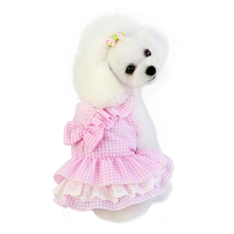 

Dog Cotton Bow Princess Dress Style Breathable Skirt Puppy Summer Costume