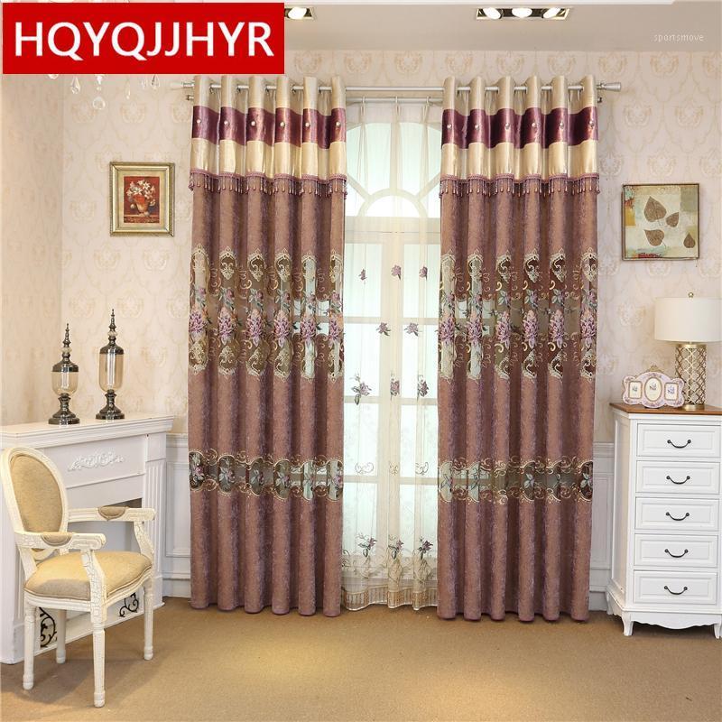 

High quality custom European luxury Blackout curtains for Living Room Windows classic silver gray curtains for Bedroom/Kitchen1, Tulle