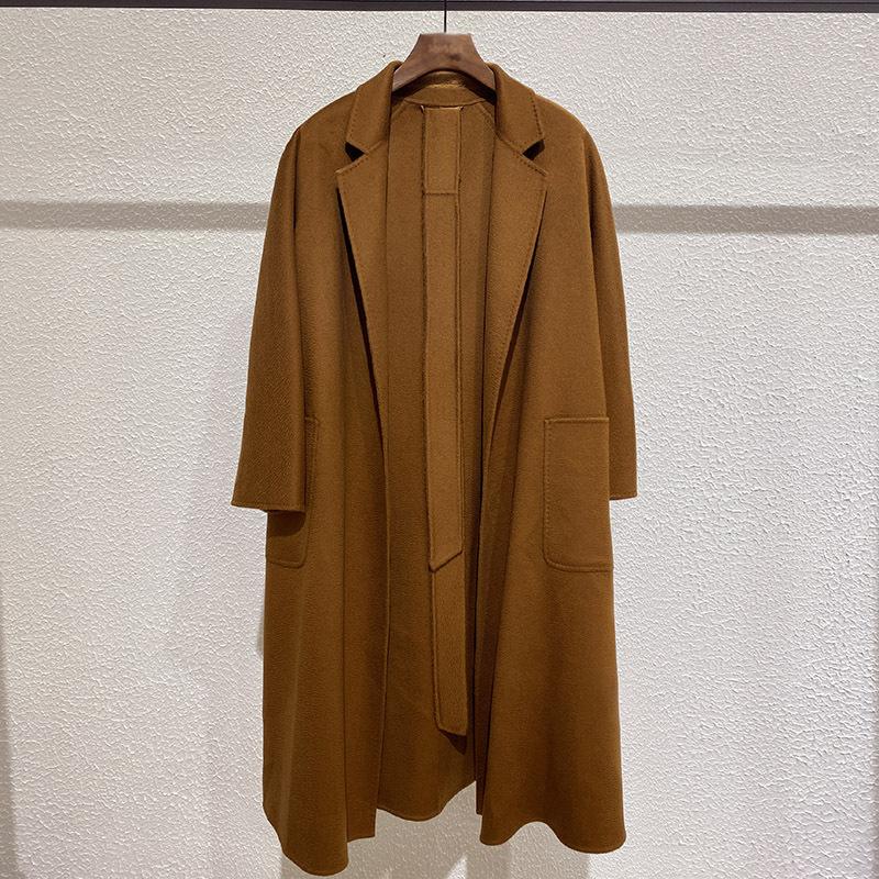 

Bottle M's labbro double face water wave cashmere women's max coat medium length woolen coat with Gu Jia, White