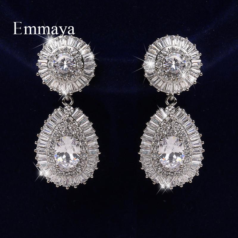 

Emmaya New Fashion White Earring Waterdrop Shape With High Quality Zirconia For Women Elegant Jewelry In Banquet Fancy Dress-up