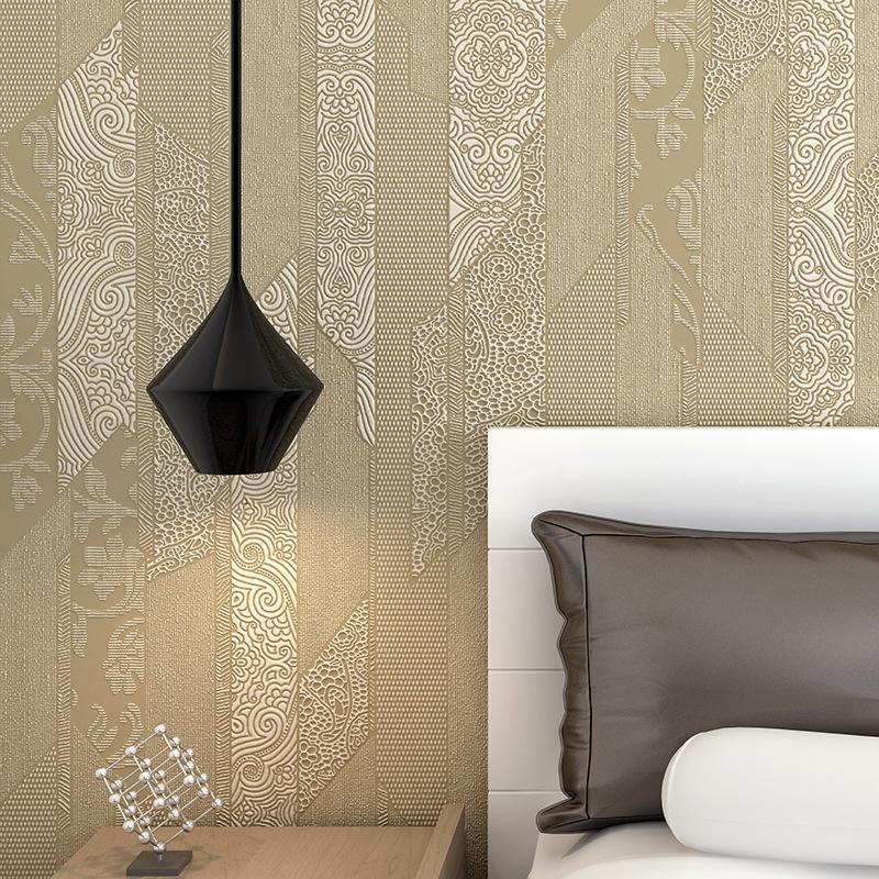 

Modern simple three-dimensional plain non-woven wallpaper bedroom background wall paper embossed geometric pattern wall murals1, Red