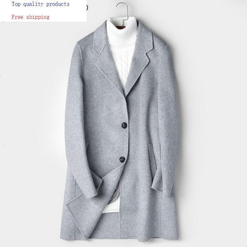 

Double-sided Wool Coat Men Long Jacket Korean Overcoat Mens Coats and Jackets Casual Abrigo Hombre 81Z8803 KJ24331, Black
