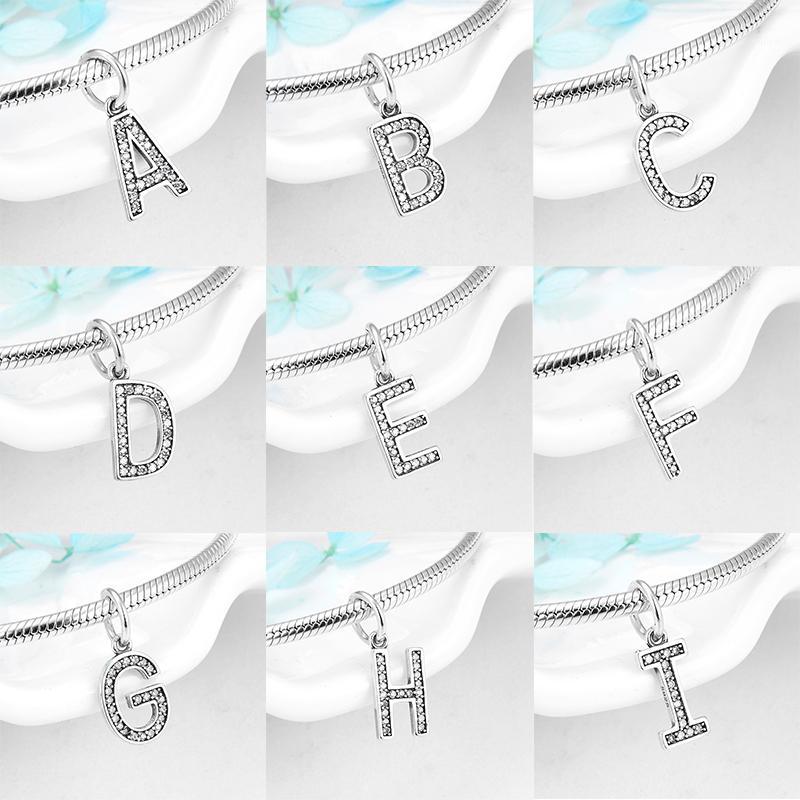 

High quality Crystal CZ beads Letter A to Z 925 Sterling Silver Charms fit Original Kataoka Bracelet Necklace Jewelry making1