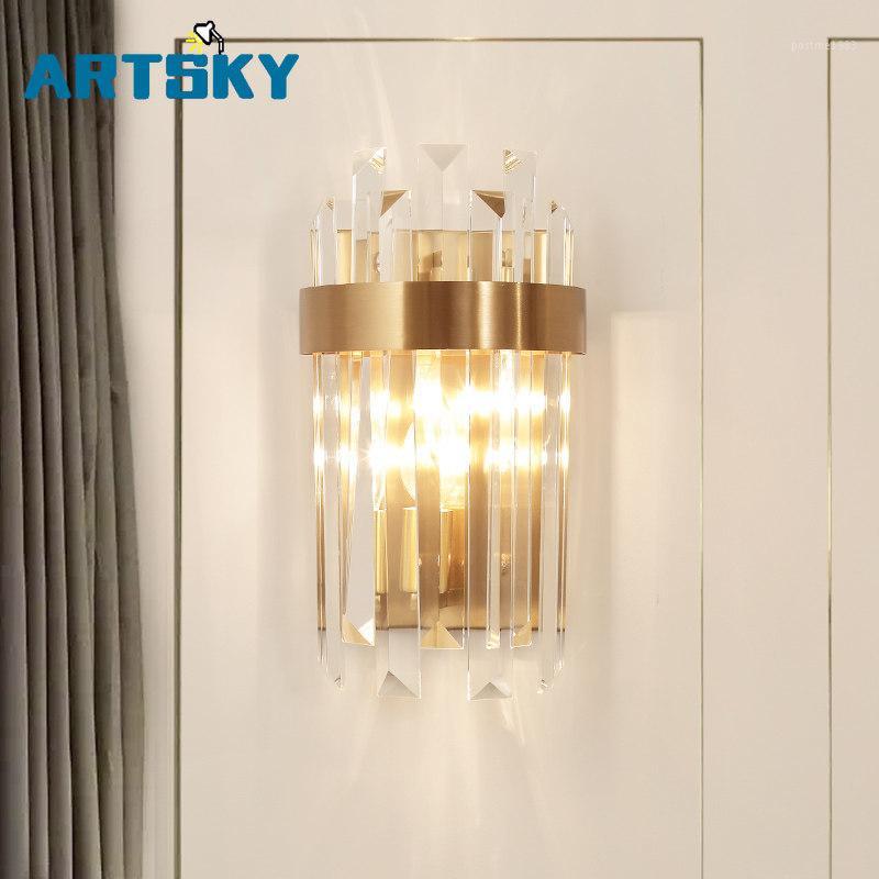 

Single Light LED Wall Sconces Lighting AC90-260V Bedroom Gold Crystal Wall Lamp1