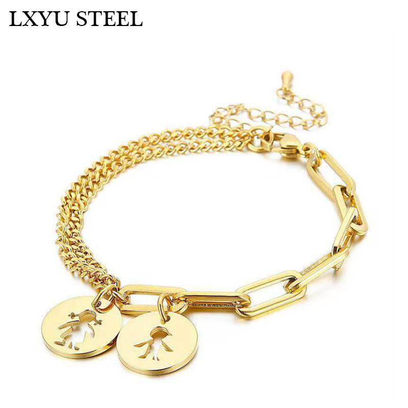 

316L Stainless Steel Link Chain Boy With Girl Charms Bracelet For Women Girls Bracelets Female Jewelry Gifts
