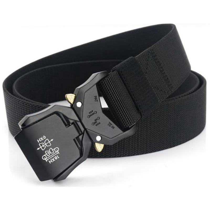 

New-Outdoor Adventure Belt Aluminum Alloy Lightweight Outer Belt with Elastic Weave, Black