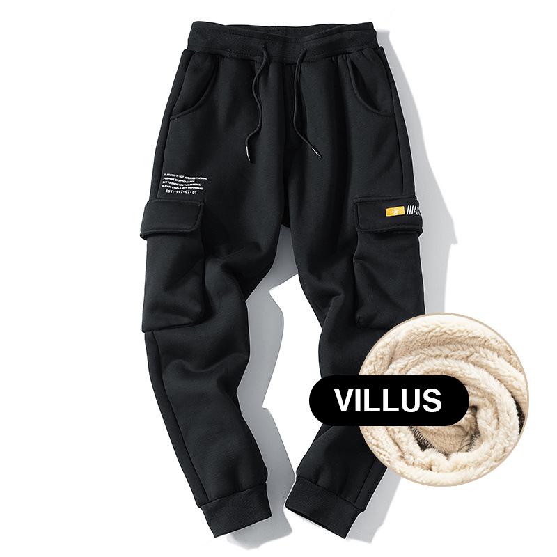 

Winter sweatpants mens streetwear joggers men cargo pants warm lamb wool pants men fashion Casual trousers, Gray