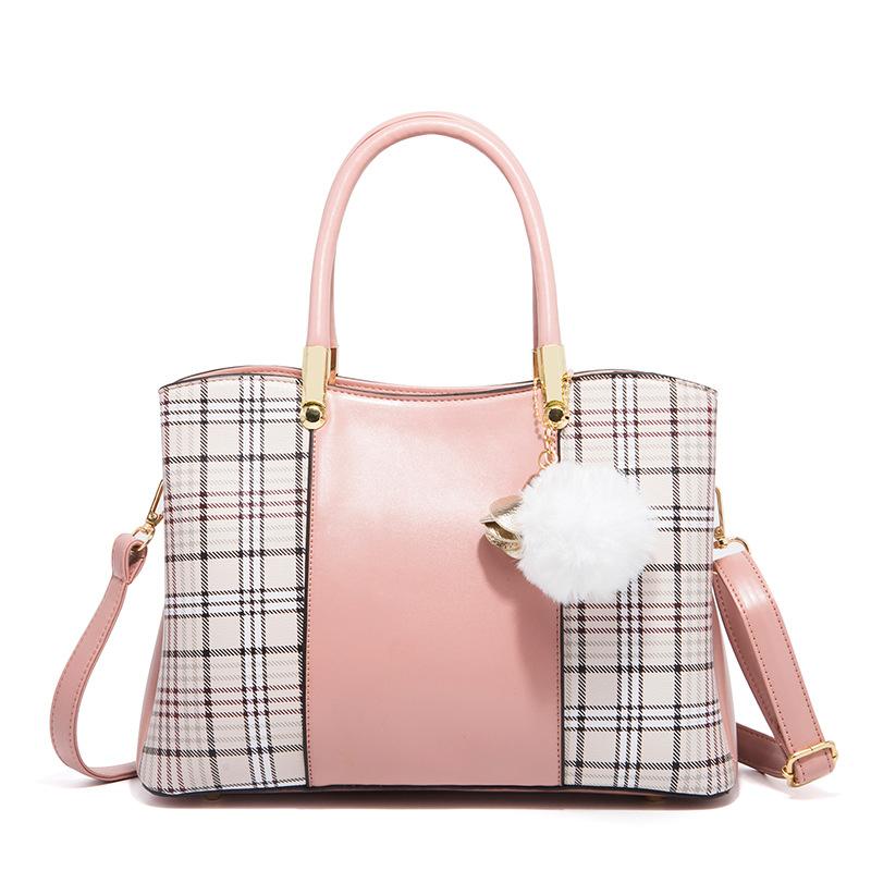 

New casual check Shoulder Bag Fashion stitching cross brand women's handbag messenger bag women's leather handbag satchels bags, Black