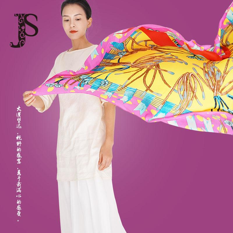 

Scarves JS Love Of Sand Dune Silk Women Scarf 140cm Square Airport Warm Thick Shawl