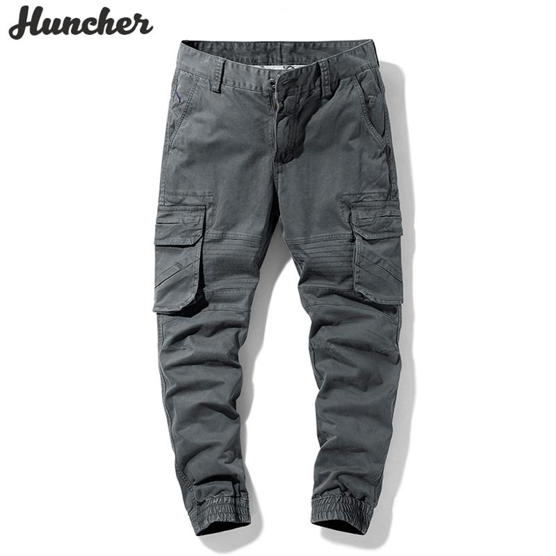 

Huncher Mens Pants Cargo Pants Men 2020 Autumn Side Pockets Casual Trousers Male Slim Fit Dark Grey Joggers Men, Grey cargo pants