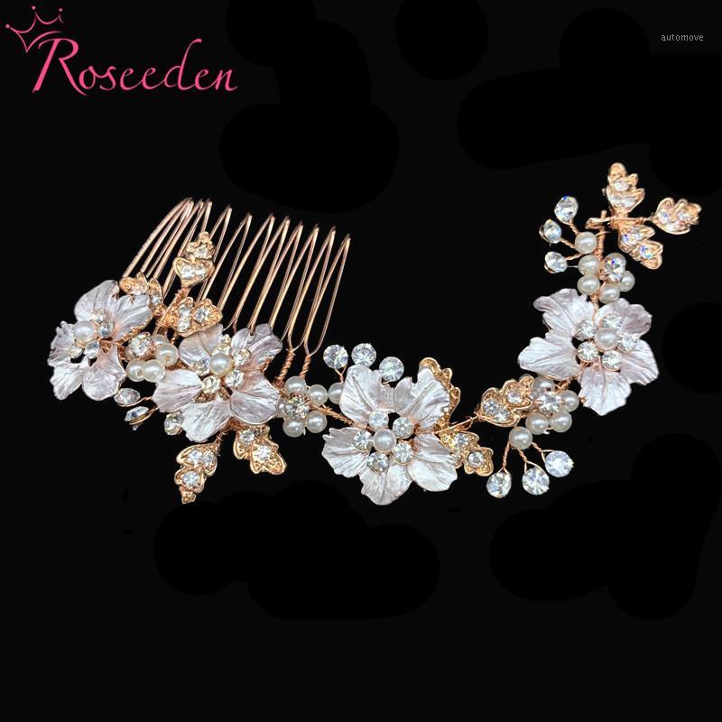 

3 Colors 100% Handmade Wedding Hair Comb Classic Bride Hair Accessories Flower Party Bridal Headpiece RE3466-21