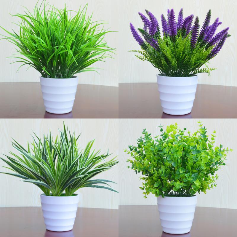 

Artificial plant flower fake green plant fake flower indoor and outdoor decoration plastic potted green dill small bonsai1, No 02