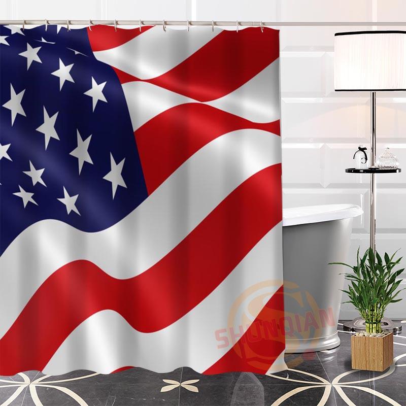 

New arrival 100% Polyester Custom Hot Popular Flag@1 Fabric Modern Shower Curtain bathroom With Hooks H0223-53