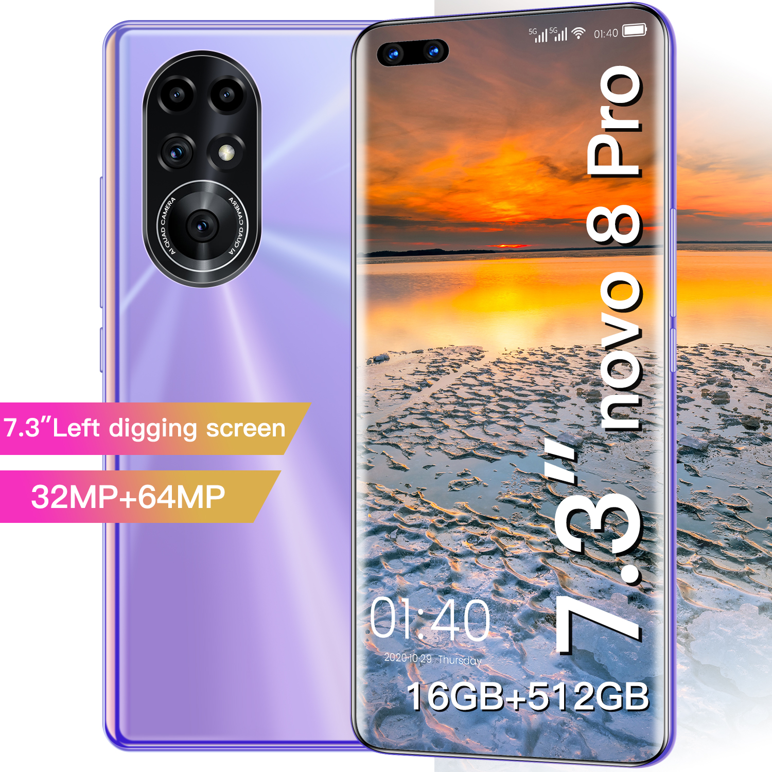 2022 HOT Selling Unlocked Original Android Phones Smartphone 7.3inch Cellphone Dual SIM Camera 4G Cell Mobile Smart Phone Fingerprint Face Unlock-image-754971261