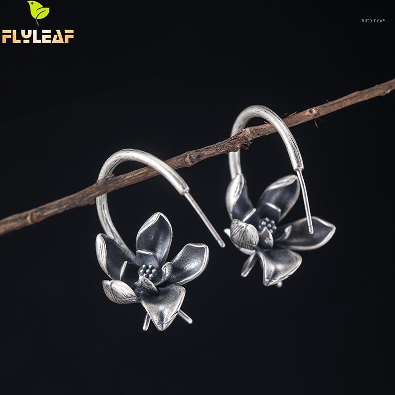 

925 Sterling Silver Vintage Lotus Flower Earrings For Women Chinese Court Style Get Old Vintage Jewelry Flyleaf1