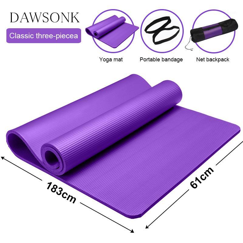 

NBR Yoga Mat Three-piece Non-slip Female Male Pilates Beginners Long Fitness Dance Mat Home Fitness 183cm*61cm*1cm1, Black