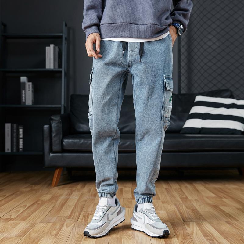 

Prowow 2021 Spring Fashion Streetwear Men Jeans Loose Fit Black Blue Multi Pockets Cargo Pants Vintage Hip Hop Jeans Men Joggers