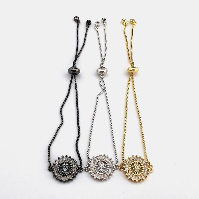 

10 Pcs New arrival Romantic Micro Pave CZ Crystal girl Charm Bracelet For Women fashion Jewelry Gift BG3181