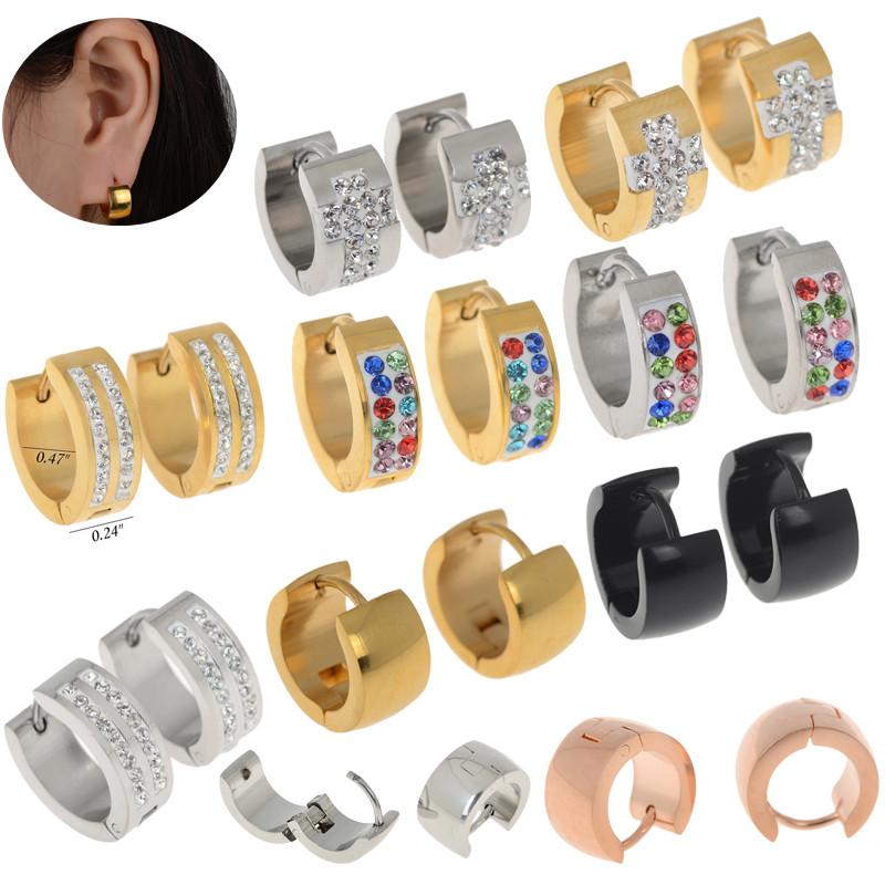 

PINKSEE 1Pair 316L Stainless Steel Ear Circle Hoop Earrings For Men Women Unisex Punk Earring Jewelry Accessories