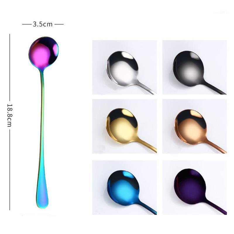 

Creative Colorful Spoon Metal Long Handle Flatware Home Kitchen Coffee Drinking Tools Household Dinner Rice Soup Useful Gadget1