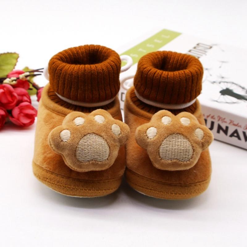 

Baby Boys And Girls Cotton Shoes Cartoon Palm Print Bandage Warm Shoes Baby Soft Soled Walking Blue